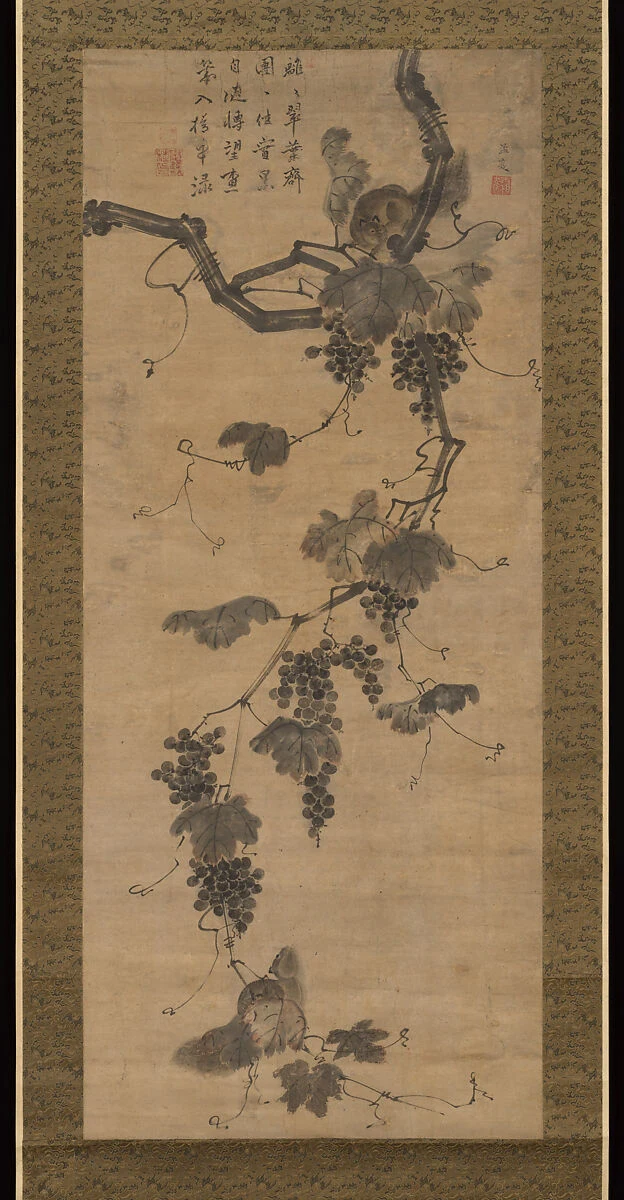 Unidentified artist, Grapevine and Squirrels, early 19th century, Korea. The Metropolitan Museum of Art, 1987.195. Public domain.