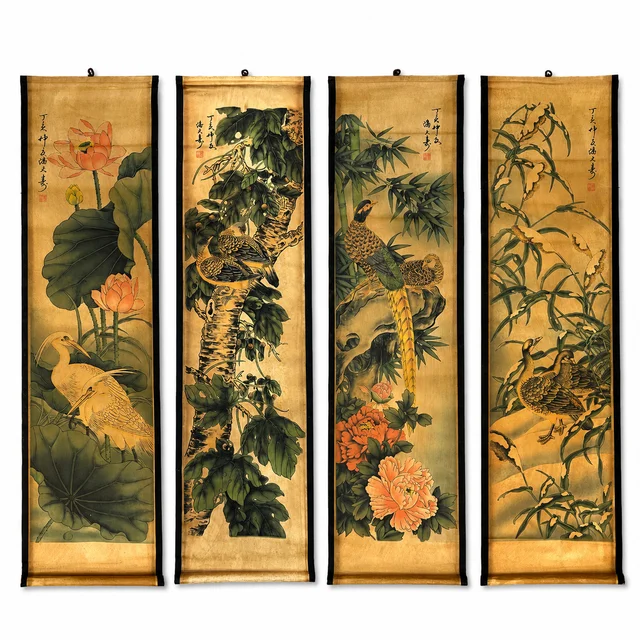 Birds & Flowers on a white background