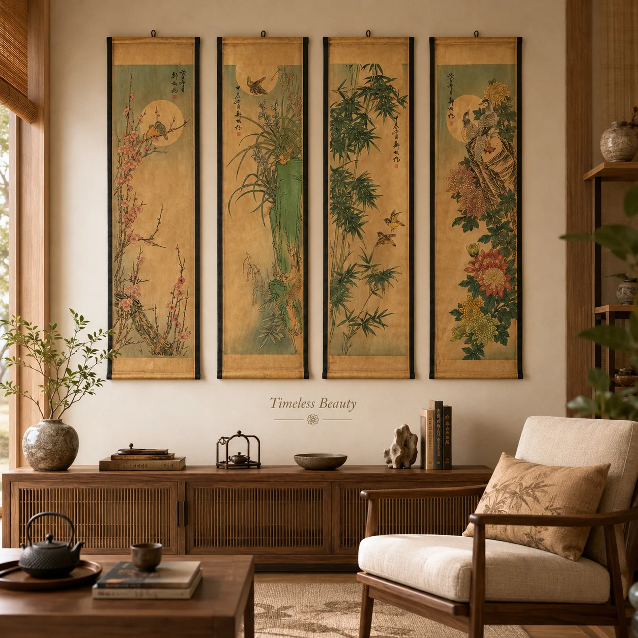 Chinese botanical wall scrolls