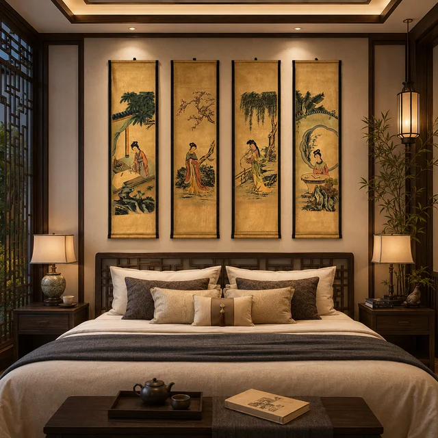 Figures in the Garden in a styled room